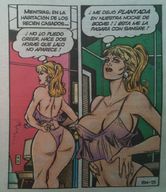 breasts comic color butt shrunken_men western_comic nightie foreign bellas between_breasts
