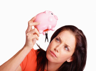 collage black_hair shrunken_men hanging_on piggy_bank