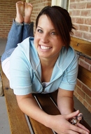 collage clothed handheld barefoot jeans brunette smiling lying_down shrunken_woman captured looking_at_viewer