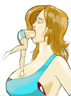 breasts drawing vore blonde color clothed saliva anime shrunken_woman