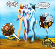breasts giantess white_hair nude blushing horns tail butt green_eyes blue_hair huge_breasts elf amourvorer blue_skin giantesses world_of_warcraft night_elf orange_hair cru-the-dwarf purple_skin pointed_ears digital_render cutaway
