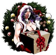 drawing color large_breasts anime christmas shrunken_woman santa gift