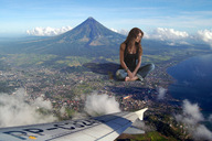 giantess mega destruction sitting airplane coast artdent