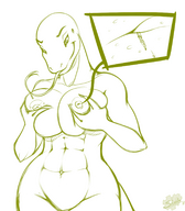 breasts drawing nude furry monochrome anime lizard shrunken_people reptile breast_play sheela on_nipple sekvra