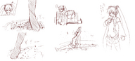 drawing giga hatsune_miku monochrome destruction vocaloid hachimitsu