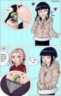 drawing manga color naruto sakura clothed anime hinata_hyuga between_breasts naruto_(series)
