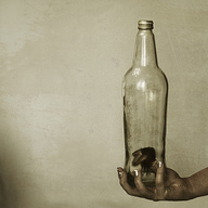 collage handheld bottle shrunken_woman entrapment captured inside_bottle