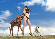 collage panties bra high_heels brunette underwear asian amazon men clouds outdoors sky giraffe