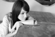 gentle collage monochrome black_hair asian shrunken_men table_top