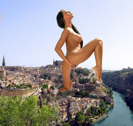 nude city destruction high_heels brunette river closed_eyes