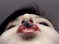 collage vore black_hair shrunken_men face shrunken_man entrapment red_lips