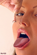 collage vore tongue lips shrunken_men mip100 finger_held upside_down