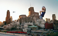 giantess collage city destruction helicopter leaning_against_building collapse clouds_of_dust