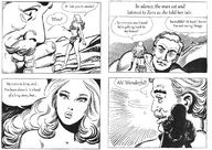 drawing blonde comic monochrome giant story shrunken_woman zora
