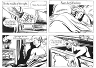 drawing blonde comic monochrome giant story shrunken_woman zora