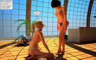 breasts blonde black_hair story shrunken_men kneeling jessi_and_vicky ufo tiny_mk digital_render
