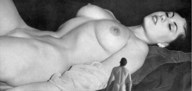 breasts collage nude sleeping black_hair lying_down shrunken_men shrunken_man vintage
