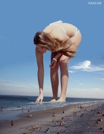 giantess collage blonde swimsuit beach barefoot ocean bending_over reaching looking_down people grabbing sky shazam bending_down joss_stone