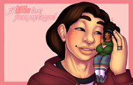 drawing color giant huge_breasts valentine hand shrunken_woman dark_skin sheela on_shoulder