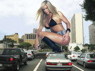 collage city blonde traffic wonderslug boots vehicle_crush black_bra kristanna_loken picking_up_cars