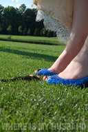 collage feet high_heels lying_down shrunken_men shrunken_man grass outdoors sunny