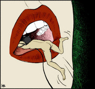 drawing karbo vore blonde color tongue anime lips shrunken_men