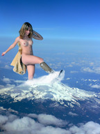 breasts collage mega smiling mountains snow clouds sky venomm kicking knee_high_boots