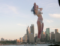 collage city mega black_hair swimsuit
