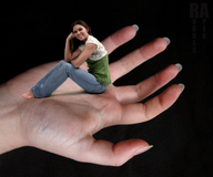 gentle collage handheld jeans smiling sitting lesbians shrunken_woman rubber_apex looking_at_viewer