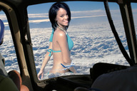 collage mega black_hair swimsuit wonderslug celebrity short_hair airplane clouds aerial_view looking_at_viewer rihanna