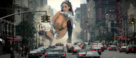 giantess collage nude masturbation city traffic boots pedestrians ray_gun silver_gloves