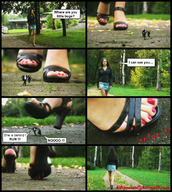 crush collage feet high_heels blood sandals shrunken_woman shrunken_man lilipucien