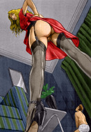 drawing giantess blonde color butt high_heels anime dress shrunken_men nylongs