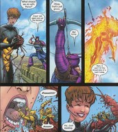 breasts drawing giantess vore mega comic color anime brunette superhero hawkeye avengers costume belt dialogue janet_van_dyne marvel_comics the_wasp