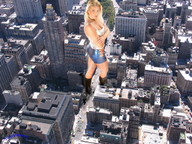 collage city blonde destruction looking_at_viewer tinyman1 arms_crossed above_view