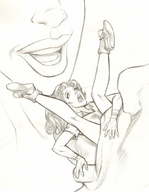 drawing vore monochrome anime scared shrunken_woman