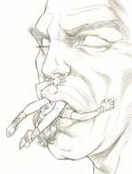 drawing vore monochrome giant clothed shrunken_woman