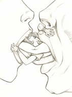 drawing vore monochrome anime mouthplay kissing lesbians pain
