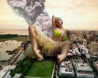 giantess collage feet city swimsuit destruction