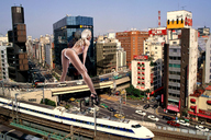 gentle giantess collage city blonde butt cars high_heels traffic sham_giu