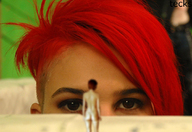 giantess collage nude punk red_hair shrunken_woman point_of_view
