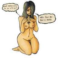 drawing gentle nude color shrunken_men crotch between_breasts