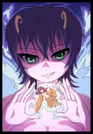 drawing giantess karbo nude wings color green_eyes fairy harpy