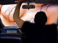 breasts giantess clothed asian shrunken_men vehicles point_of_view vehicle_view car_play