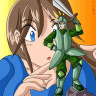 drawing gentle color anime brunette knight shrunken_men hand