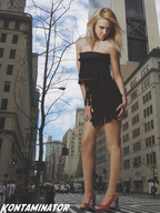 giantess collage city blonde high_heels kontaminator black_dress