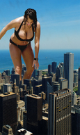 giantess collage city mega swimsuit water wet skyscraper