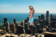 breasts gentle giantess collage city blonde swimsuit dress