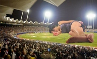 giantess sleeping barefoot stadium giantess_katelyn