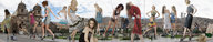 collage city mega blonde high_heels brunette dress walking giantesses panorama